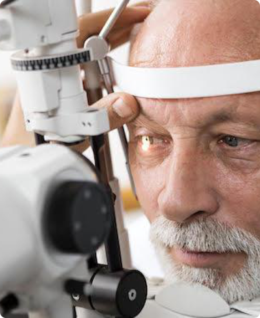 A patient having eye pressure checked during a glaucoma examination
